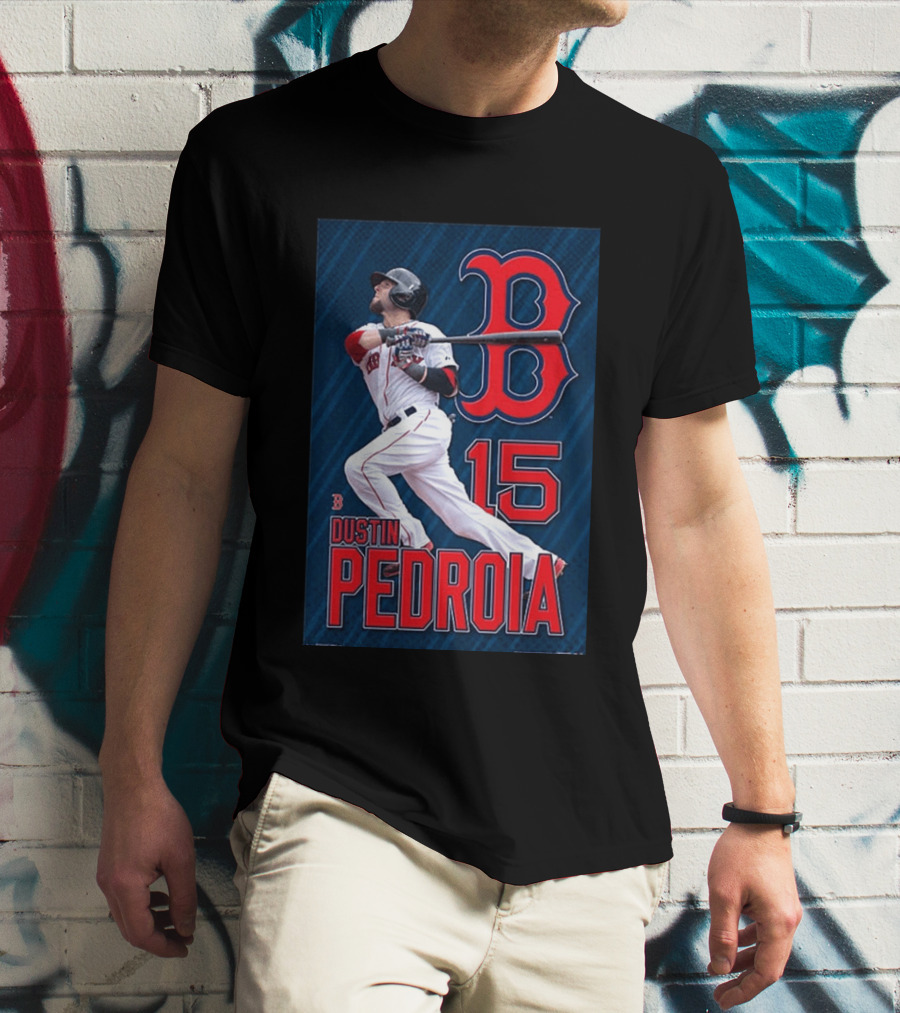 Dustin Pedroia Boston Red Sox 15 MLB Baseball Action T-Shirt