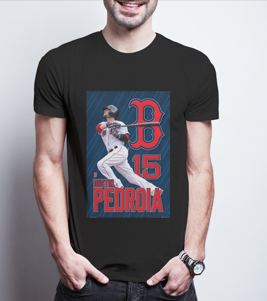 Dustin Pedroia Boston Red Sox 15 MLB Baseball Action T-Shirt