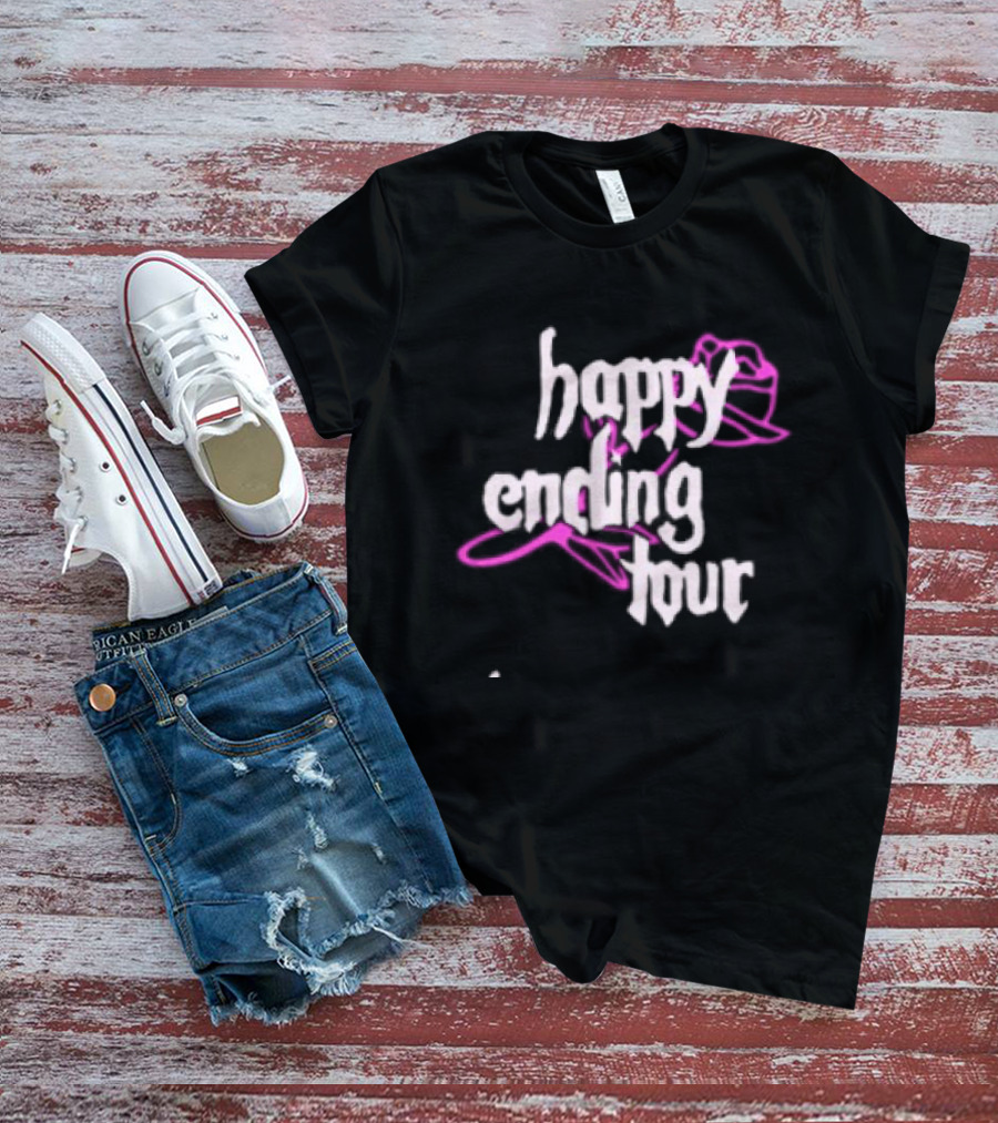 Bailey Rose Spinn Store Happy Ending Tour Trucker Hat Pink And White T-Shirt