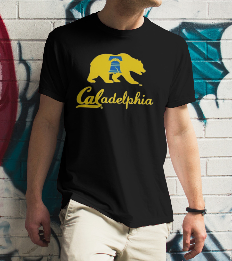 Caladelphia California Bear With Liberty Bell T-Shirt