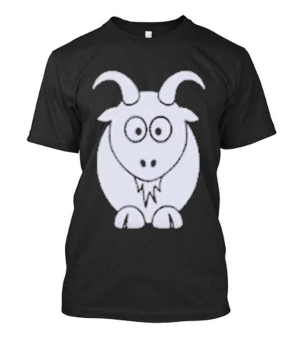 Cartoon Goat With Horns Cute Animal T-Shirt