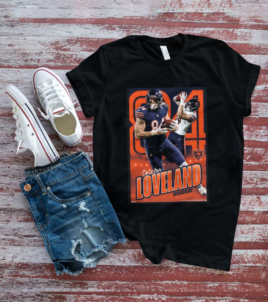 Colston Loveland 84 Chicago Bears Football Action T-Shirt