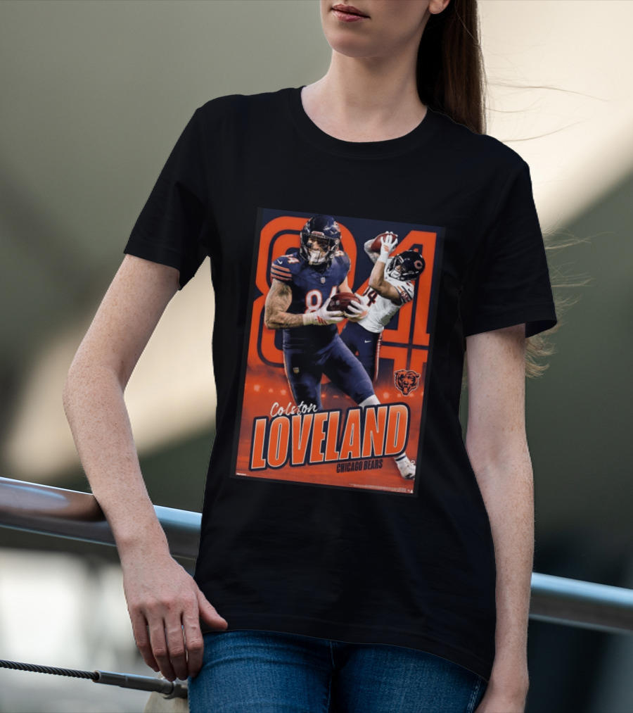 Colston Loveland 84 Chicago Bears Football Action T-Shirt