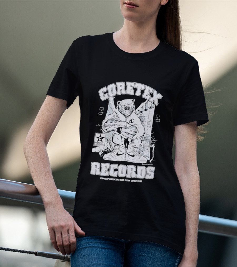 Coretex Records Home Of Hardcore And Punk Bear Illustration Since 1988 T-Shirt