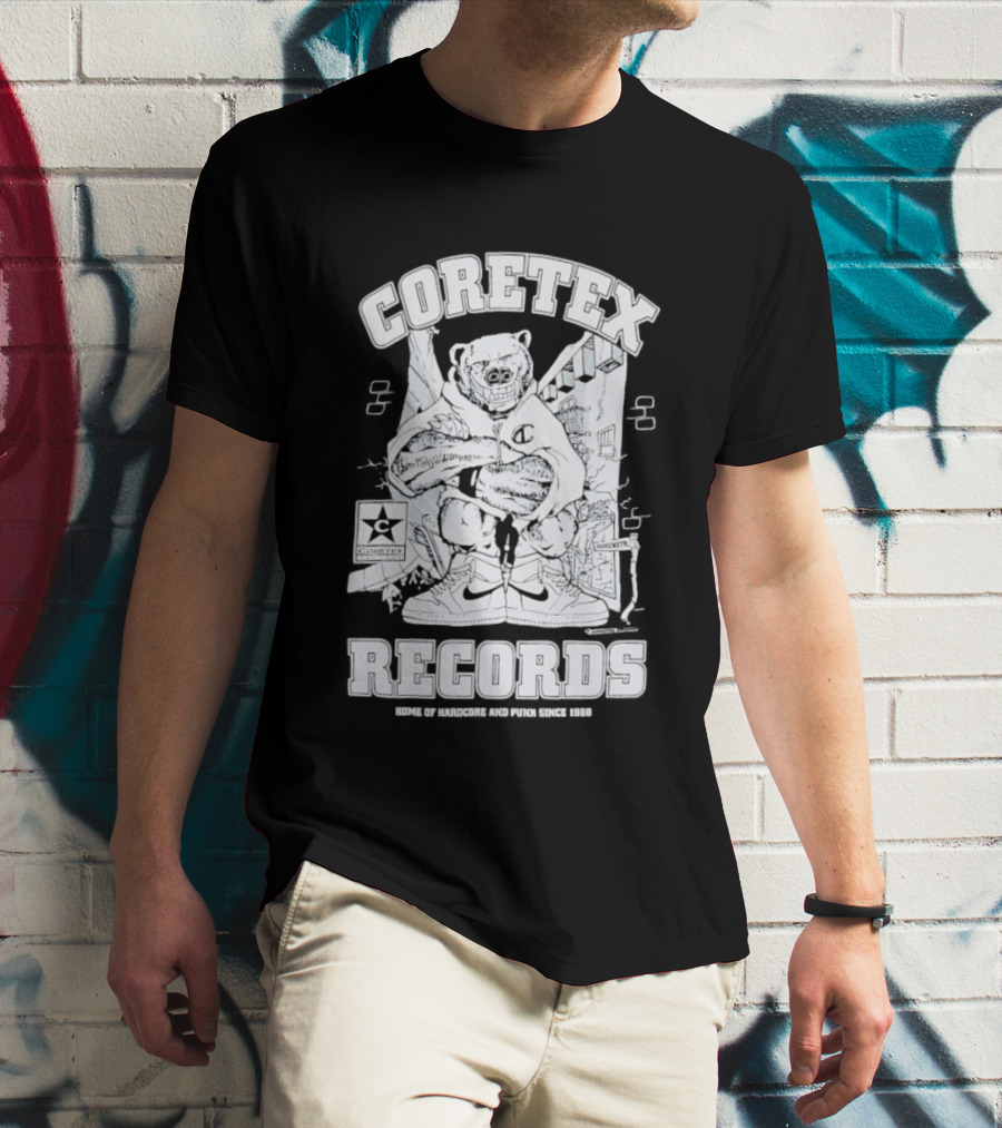 Coretex Records Home Of Hardcore And Punk Bear Illustration Since 1988 T-Shirt