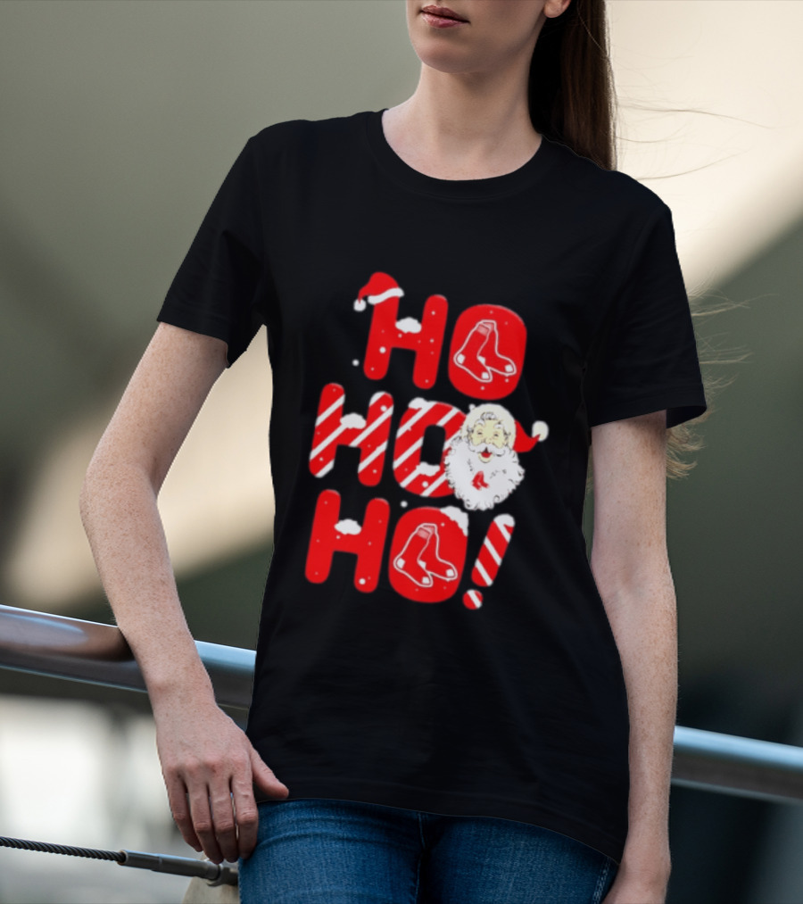 Boston Red Sox Santa Claus Ho Ho Ho Merry Christmas T-Shirt