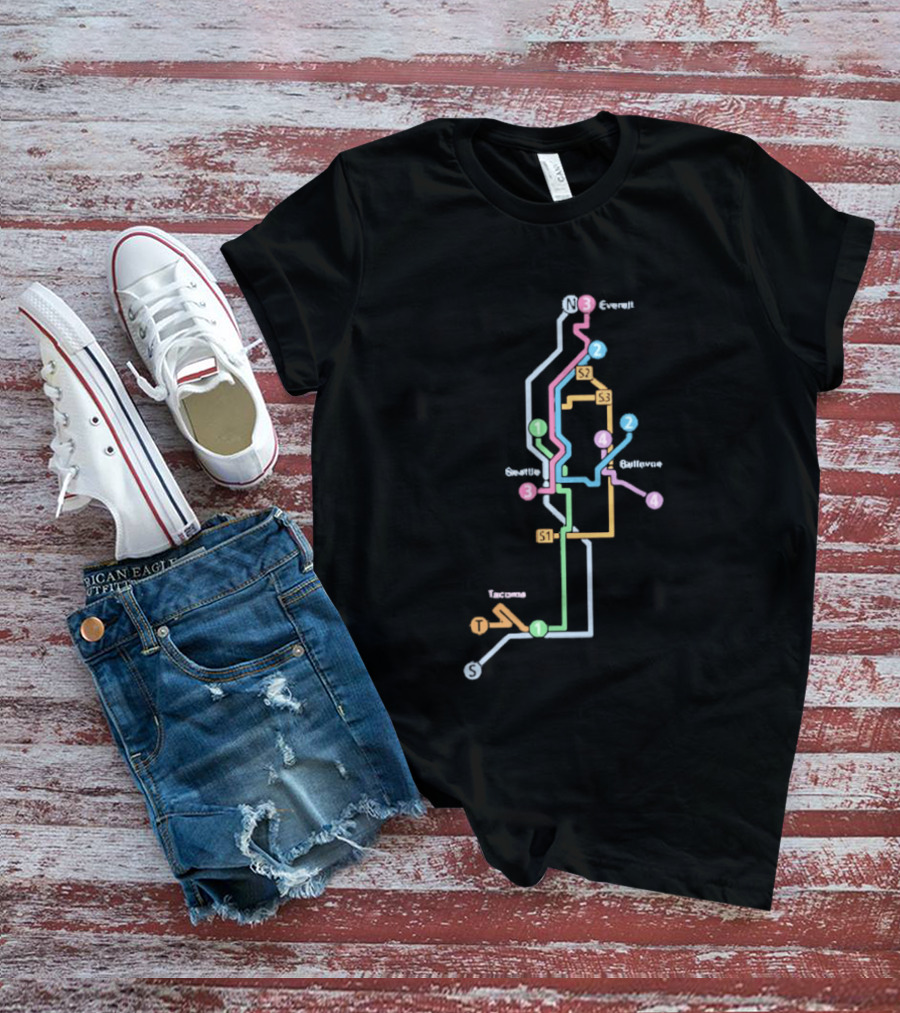 Seattle Tacoma Everett Bellevue Transit Map S1 S2 S3 Route Lines T-Shirt