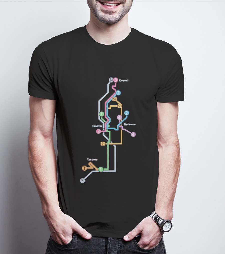 Seattle Tacoma Everett Bellevue Transit Map S1 S2 S3 Route Lines T-Shirt
