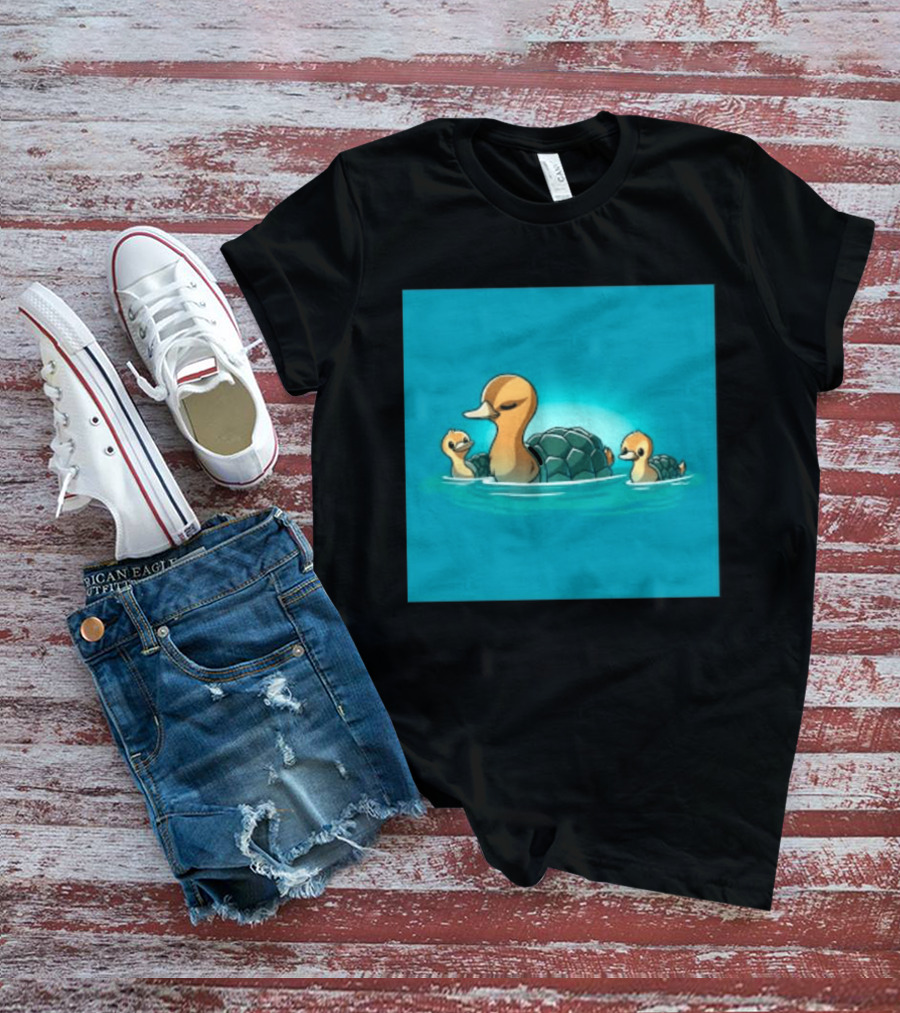 Turtle Ducks Swimming Cute Playful Hybrid Creatures T-Shirt