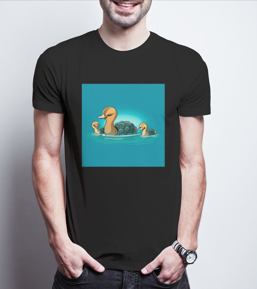 Turtle Ducks Swimming Cute Playful Hybrid Creatures T-Shirt