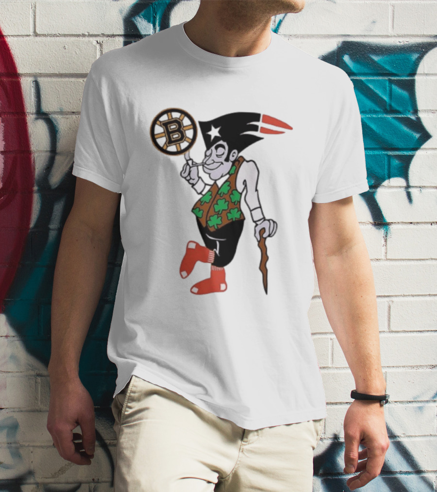 Boston All Sport Team Vintage Mascot With Clover And Cane T-Shirt