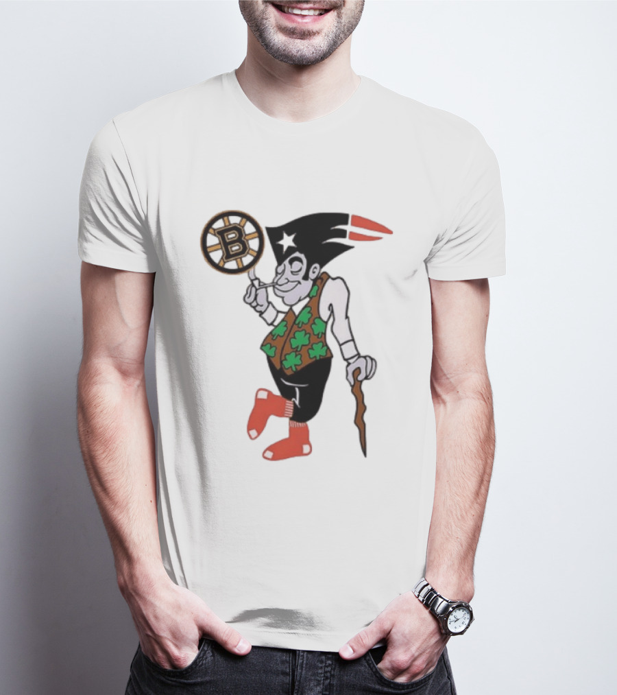 Boston All Sport Team Vintage Mascot With Clover And Cane T-Shirt