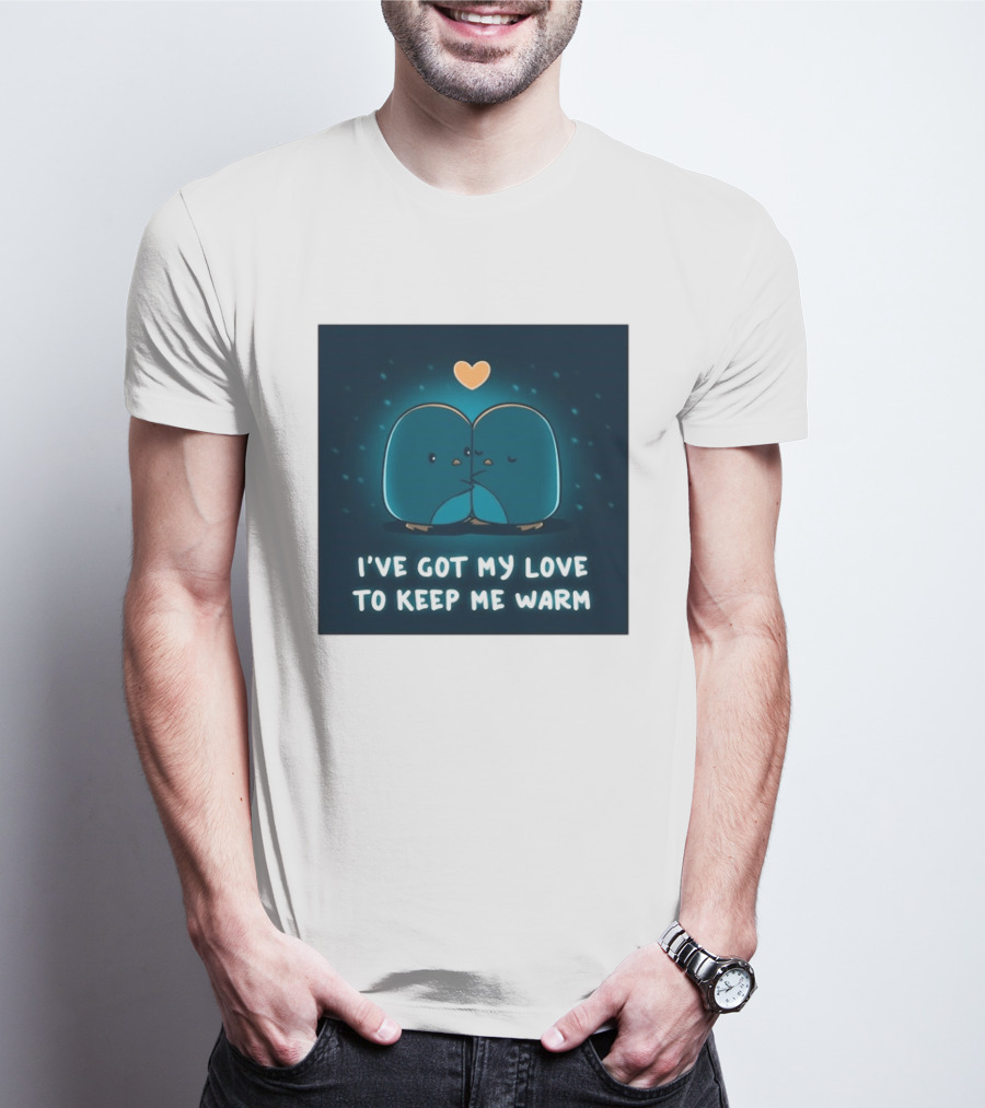 I've Got My Love To Keep Me Warm Heartwarming Penguin Cuddle T-Shirt