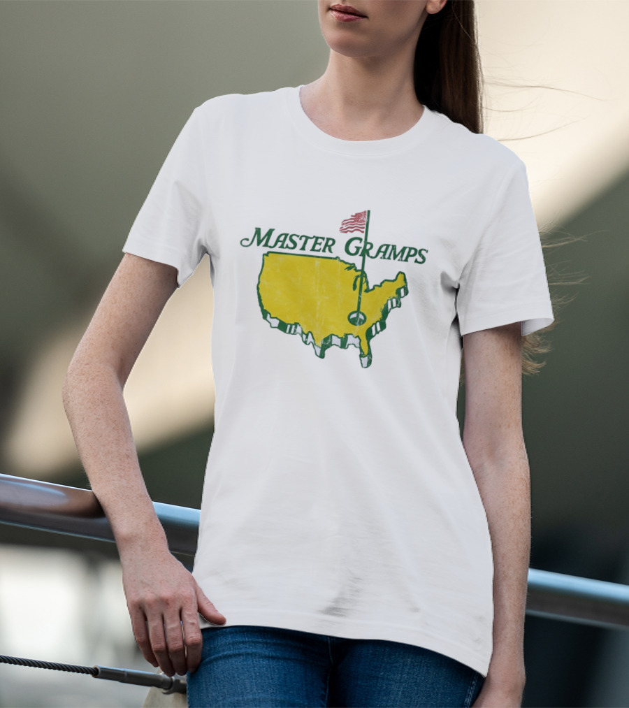 Master Gramps Golfing USA Flag Map T-Shirt