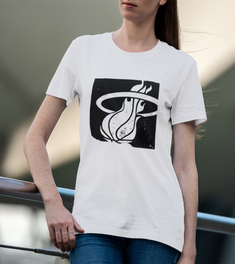 Miami Heat Basketball NBA Iconic Flaming Ball T-Shirt
