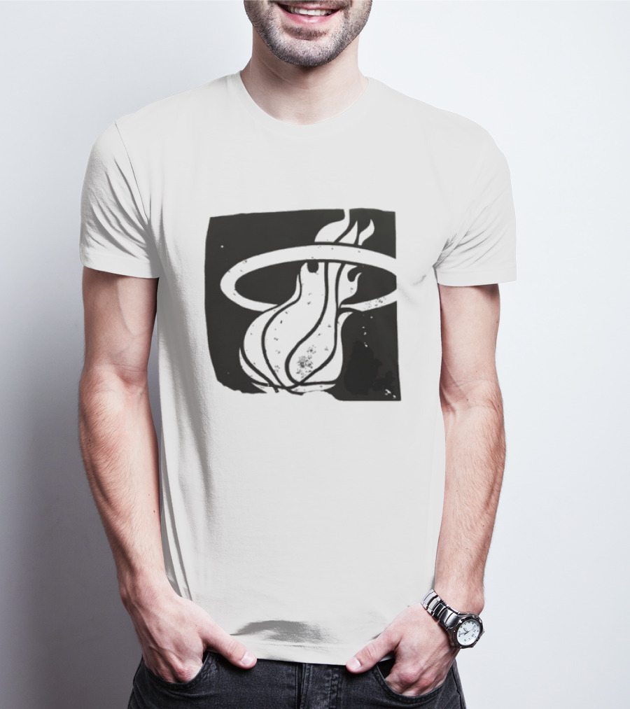 Miami Heat Basketball NBA Iconic Flaming Ball T-Shirt