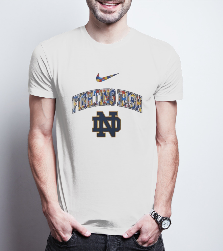 Notre Dame Fighting Irish Nike Autism Awareness Puzzle T-Shirt