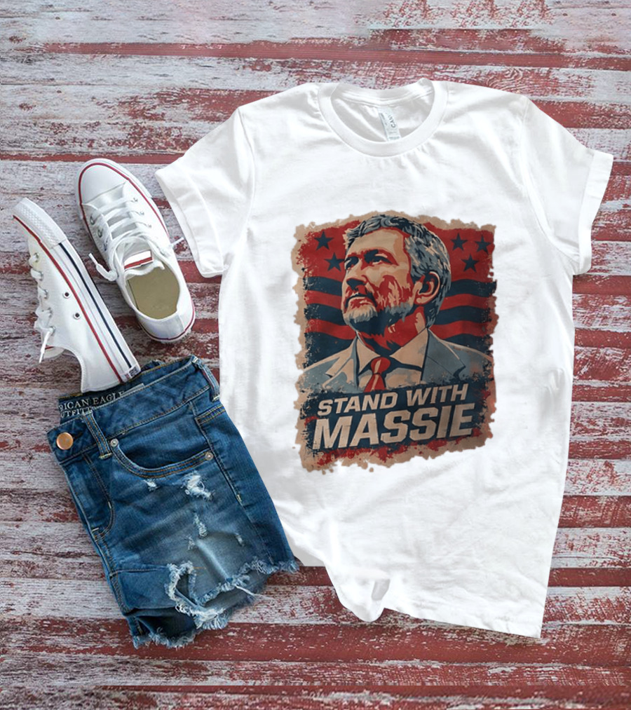 Stand With Massie Patriotic Political Artwork With Stars And Stripes T-Shirt