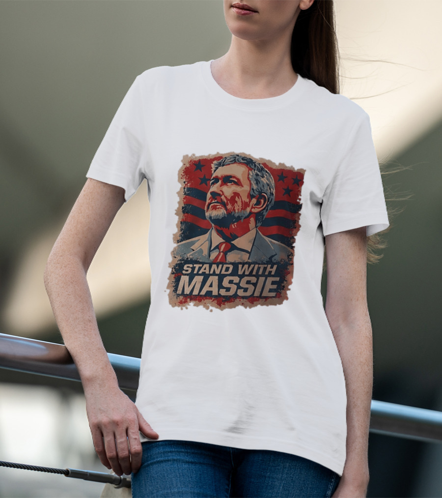 Stand With Massie Patriotic Political Artwork With Stars And Stripes T-Shirt