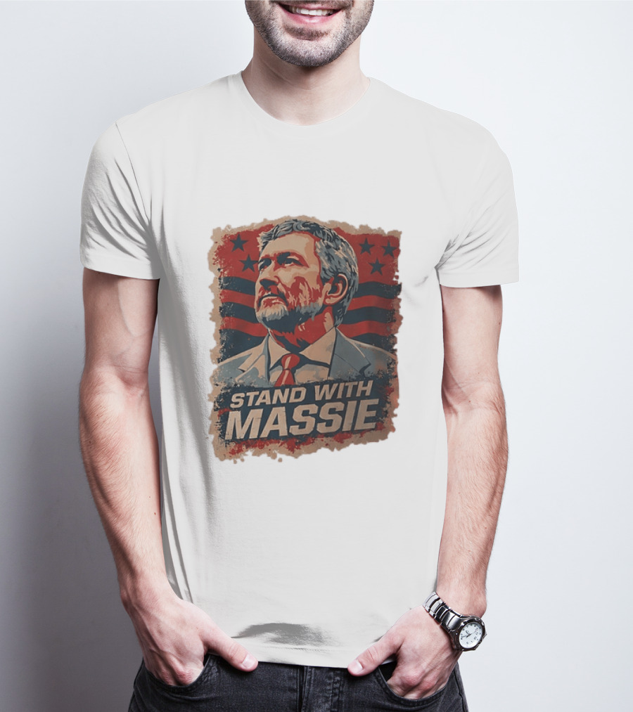 Stand With Massie Patriotic Political Artwork With Stars And Stripes T-Shirt