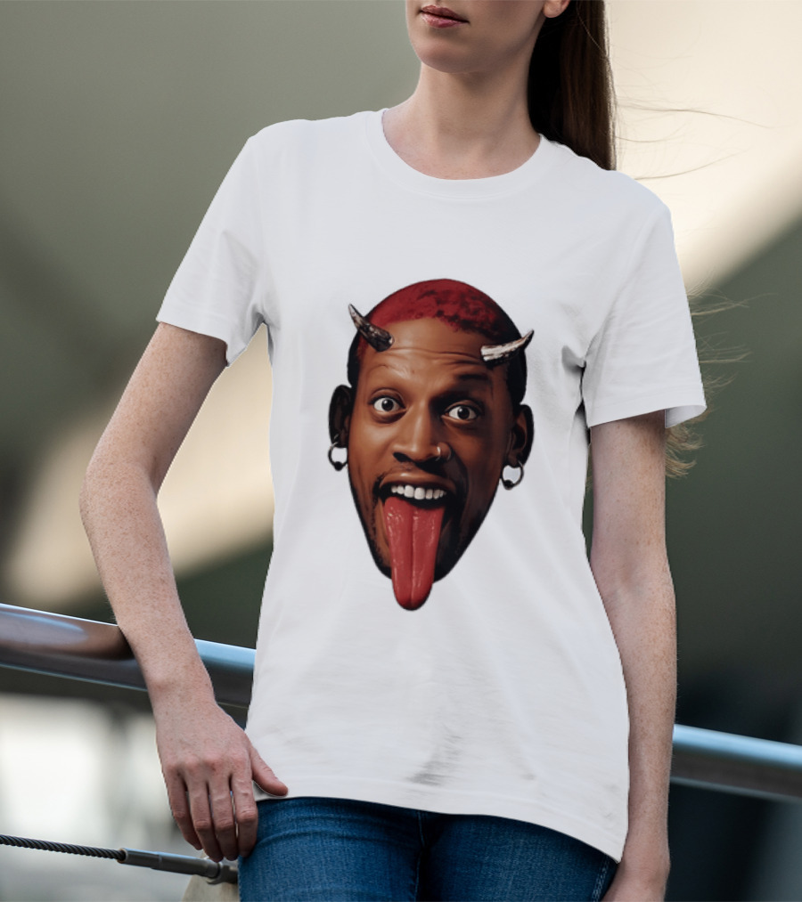 Dennis Rodman Big Face Devil Horns Chicago Bulls T-Shirt