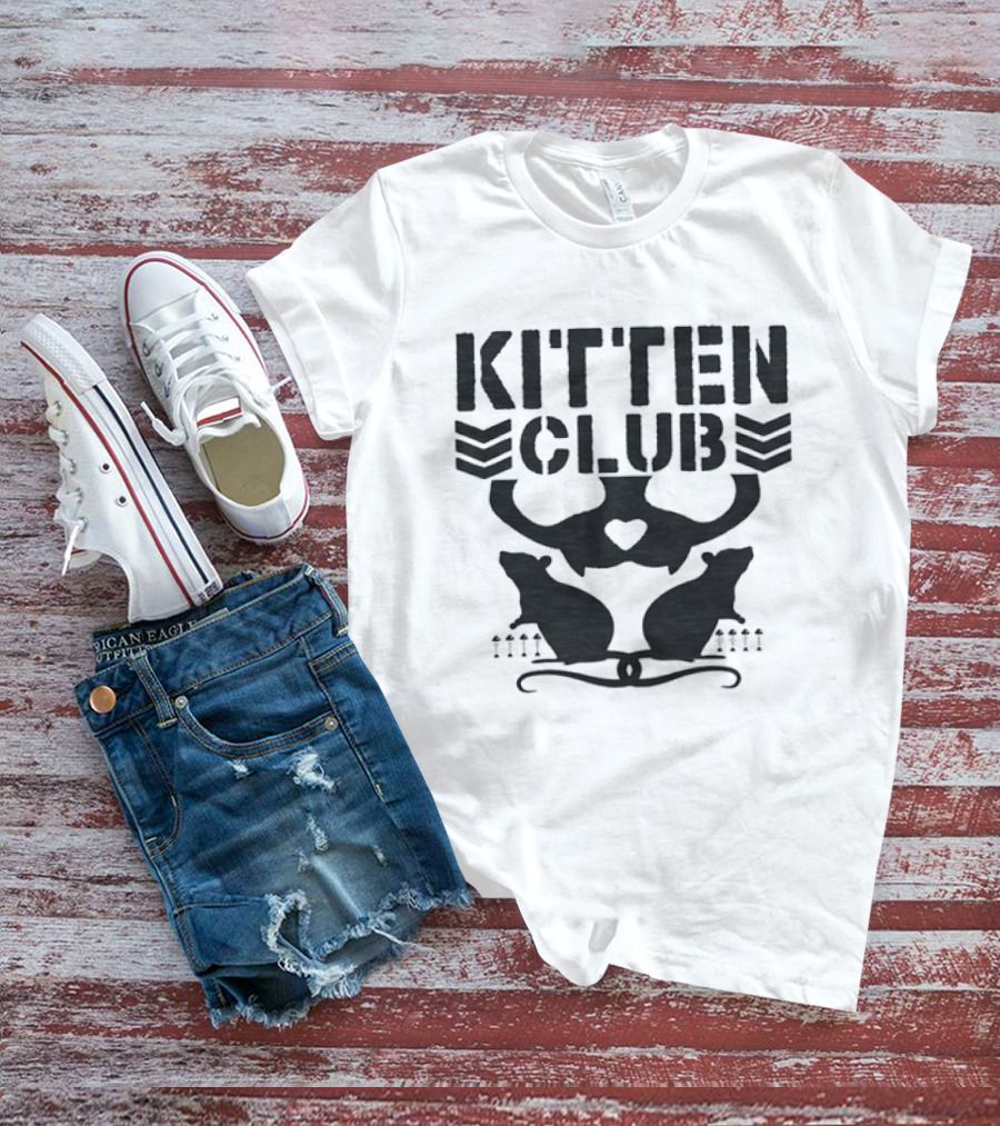 Kitten Club Distressed Pet Lover Cats With Heart T-Shirt