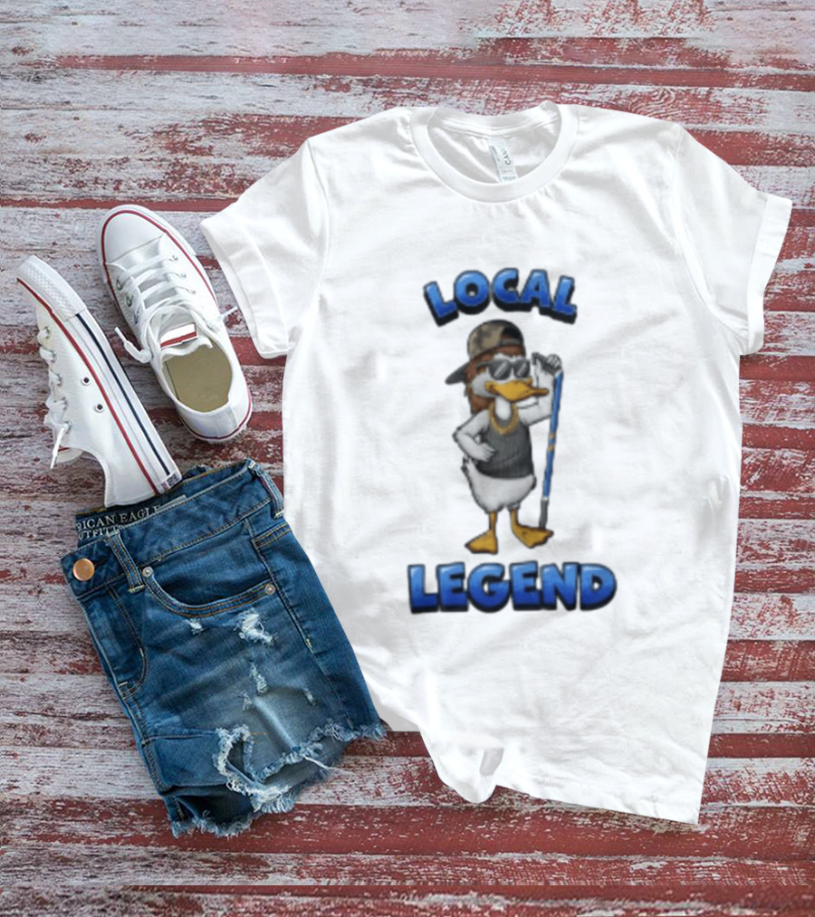 Duck Local Legend Hockey Player In Sunglasses And Cap T-Shirt