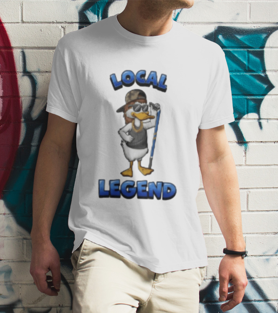 Duck Local Legend Hockey Player In Sunglasses And Cap T-Shirt