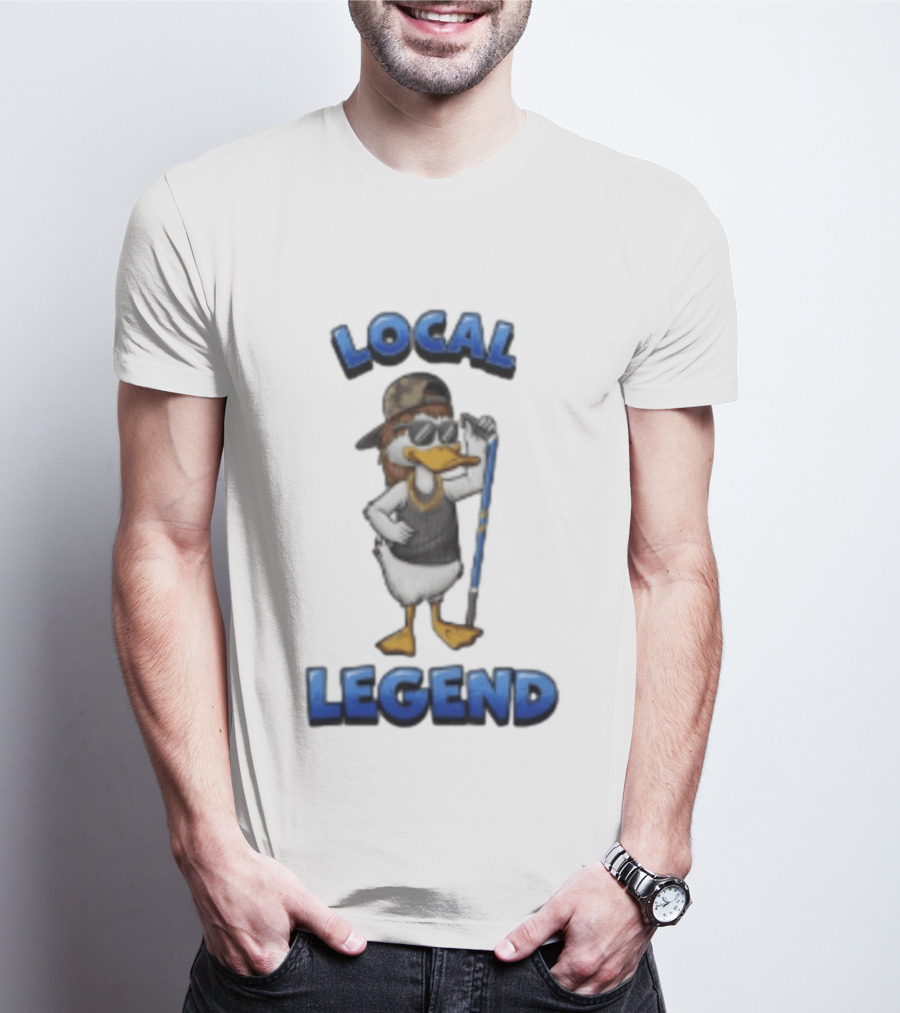Duck Local Legend Hockey Player In Sunglasses And Cap T-Shirt