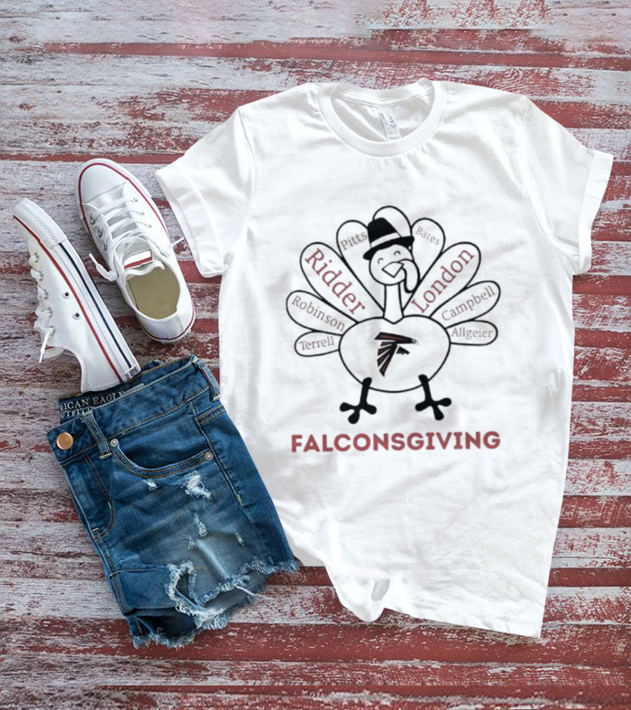 Atlanta Falcons Thanksgiving Celebration Featuring Ridder London Robinson Terrell Campbell And Allgeier T-Shirt