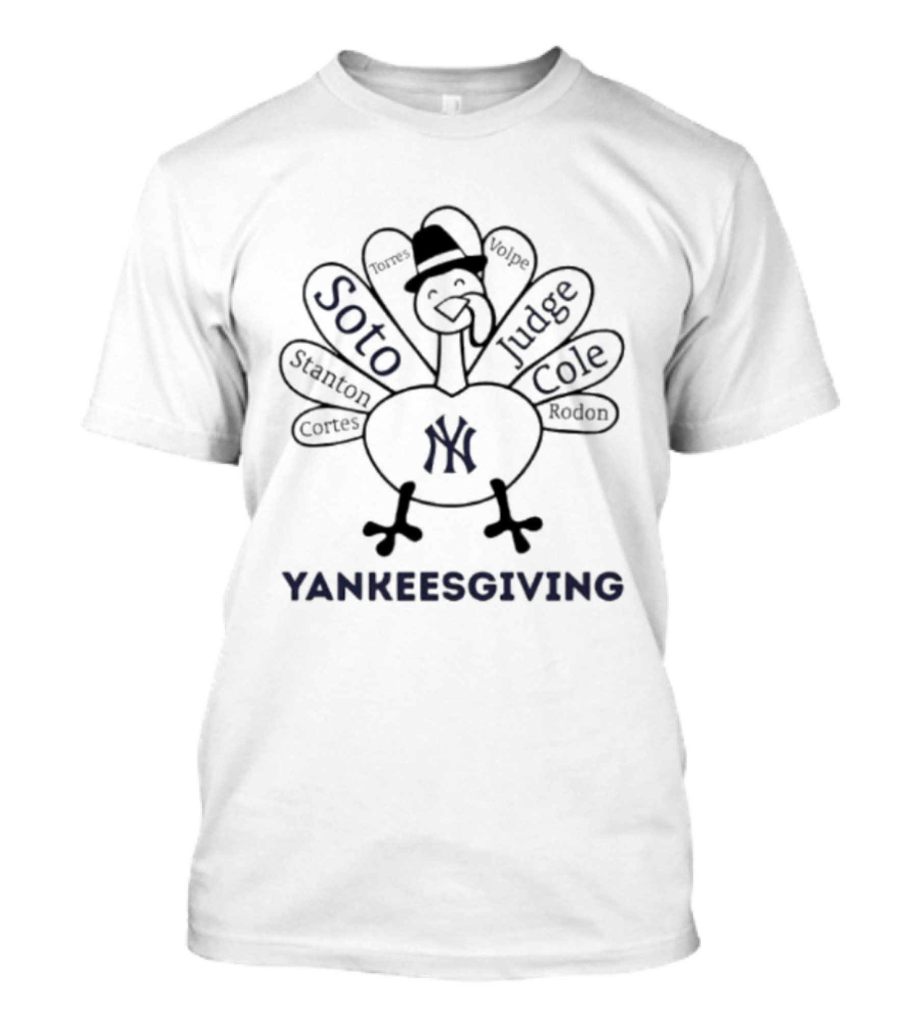 Thanksgiving With Yankees Soto Judge Yankeesgiving Turkey T-Shirt