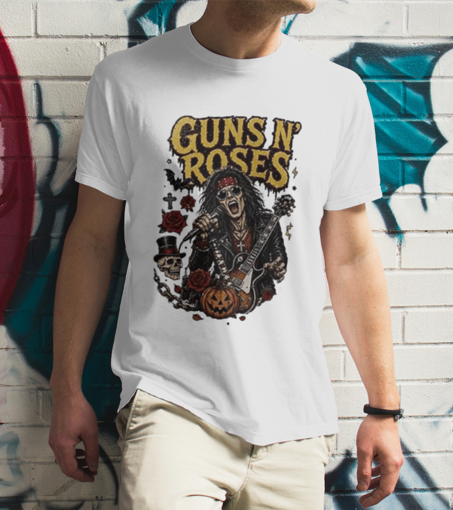 Guns N' Roses I'm A GNR Ghoul Appetite For Fright Halloween Rocks With Skulls And Pumpkins T-Shirt