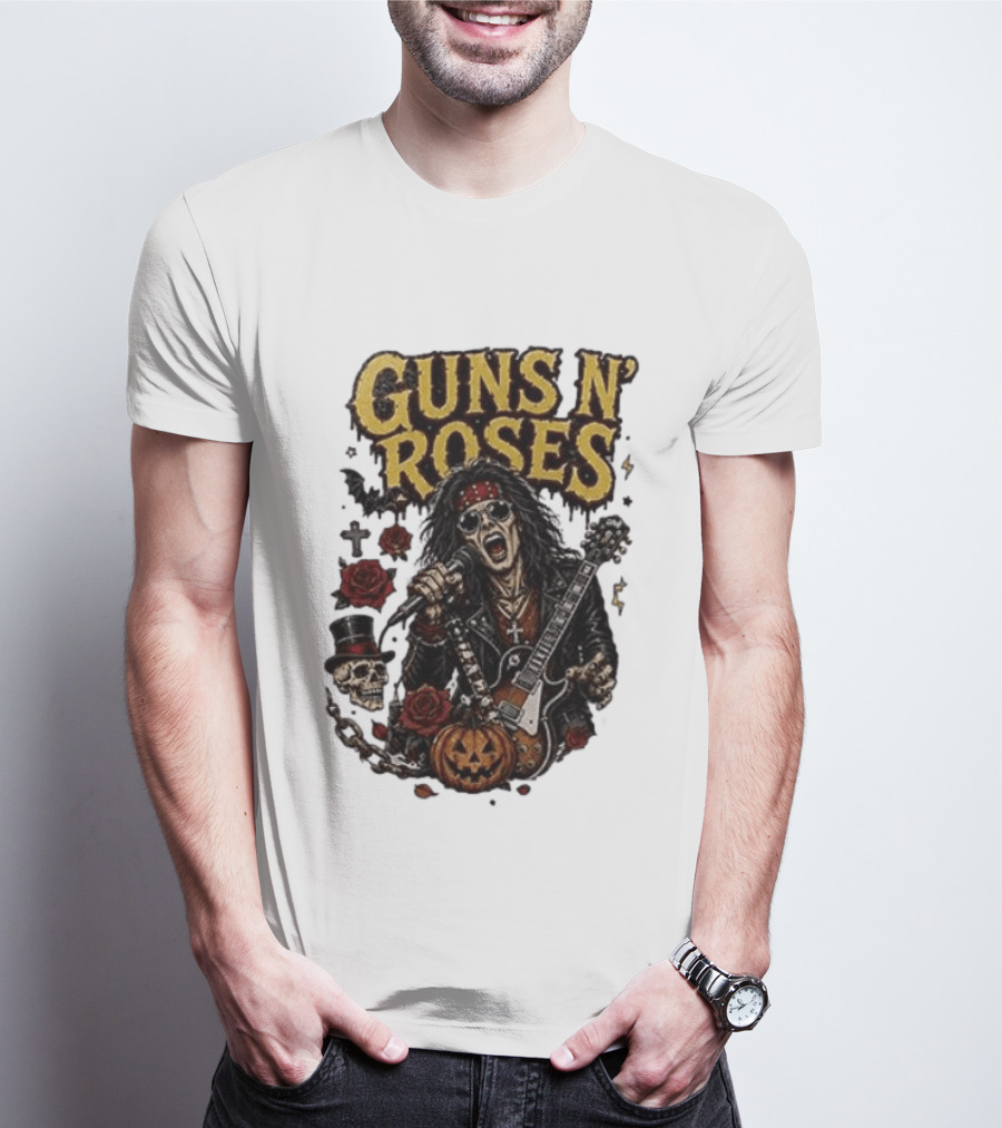 Guns N' Roses I'm A GNR Ghoul Appetite For Fright Halloween Rocks With Skulls And Pumpkins T-Shirt