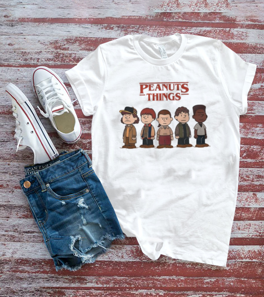 Peanuts Things Cartoon Characters Mashup Stranger 80s T-Shirt