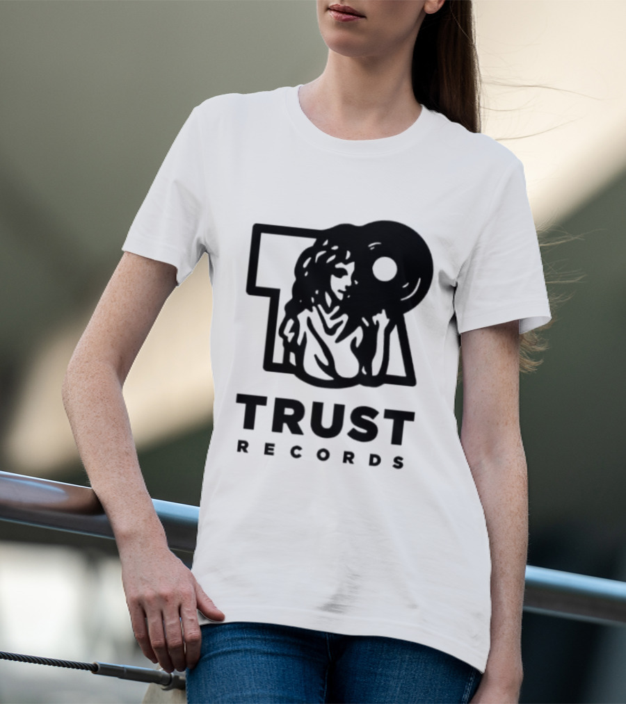 Trust Records Vinyl Spinning Woman T-Shirt