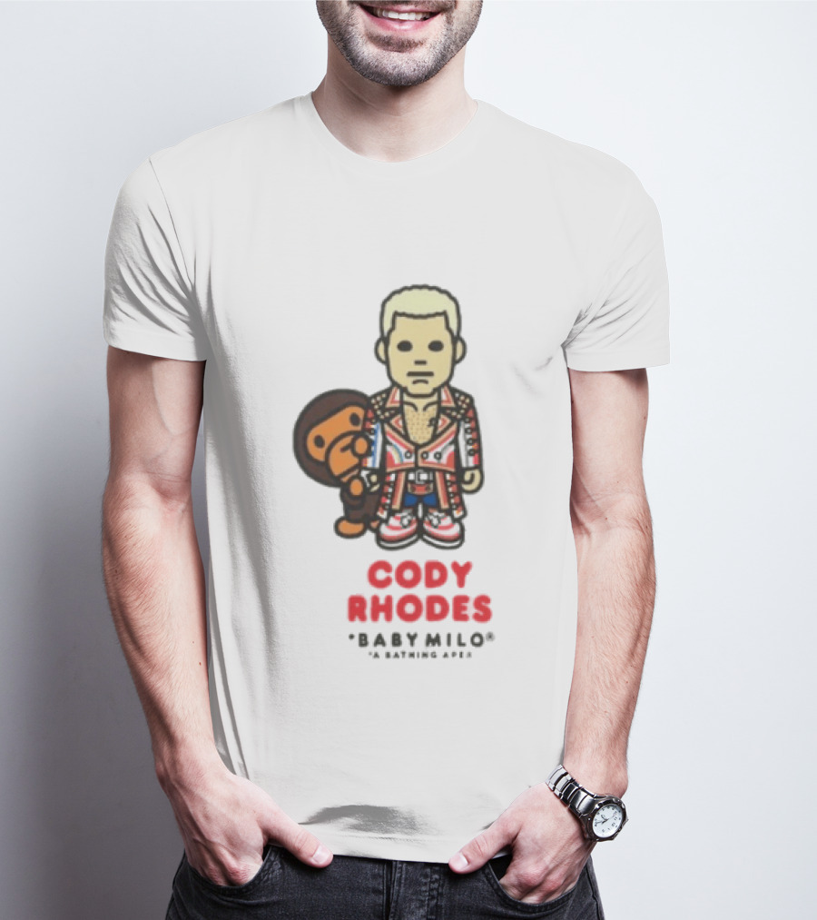 Cody Rhodes Baby Milo Wrestling Mens White Wwe Collaboration T-Shirt