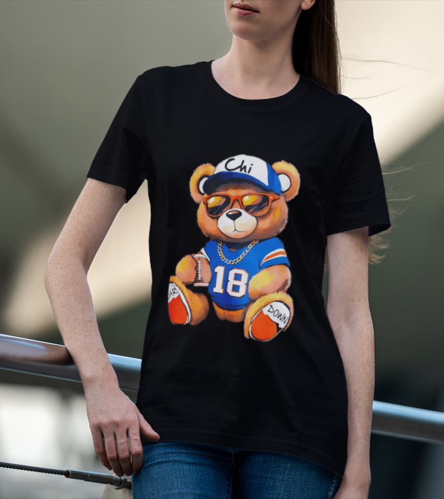 Bear Down Chi 18 Teddy Bear Football Fan Gear T-Shirt
