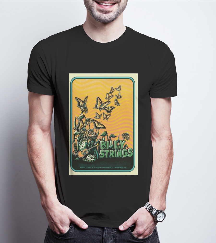 Billy Strings Bluestem Amphitheater August 6 2022 Butterfly Moorehead MN T-Shirt