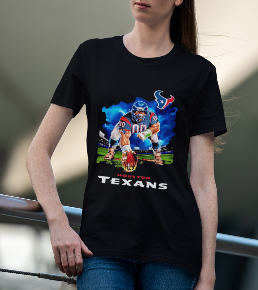 Houston Texans Ferocious Football Player NFL Team Spirit Challenge T-Shirt