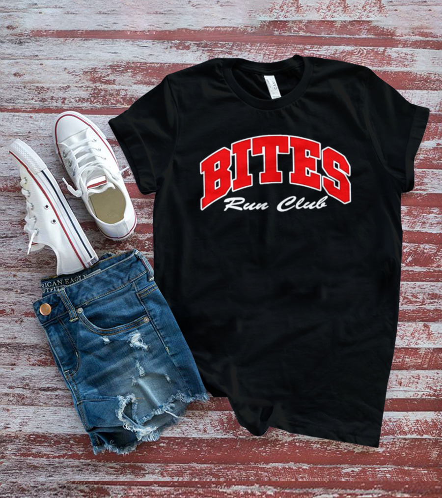 Bites Run Club Classic Style Sports Lettering T-Shirt