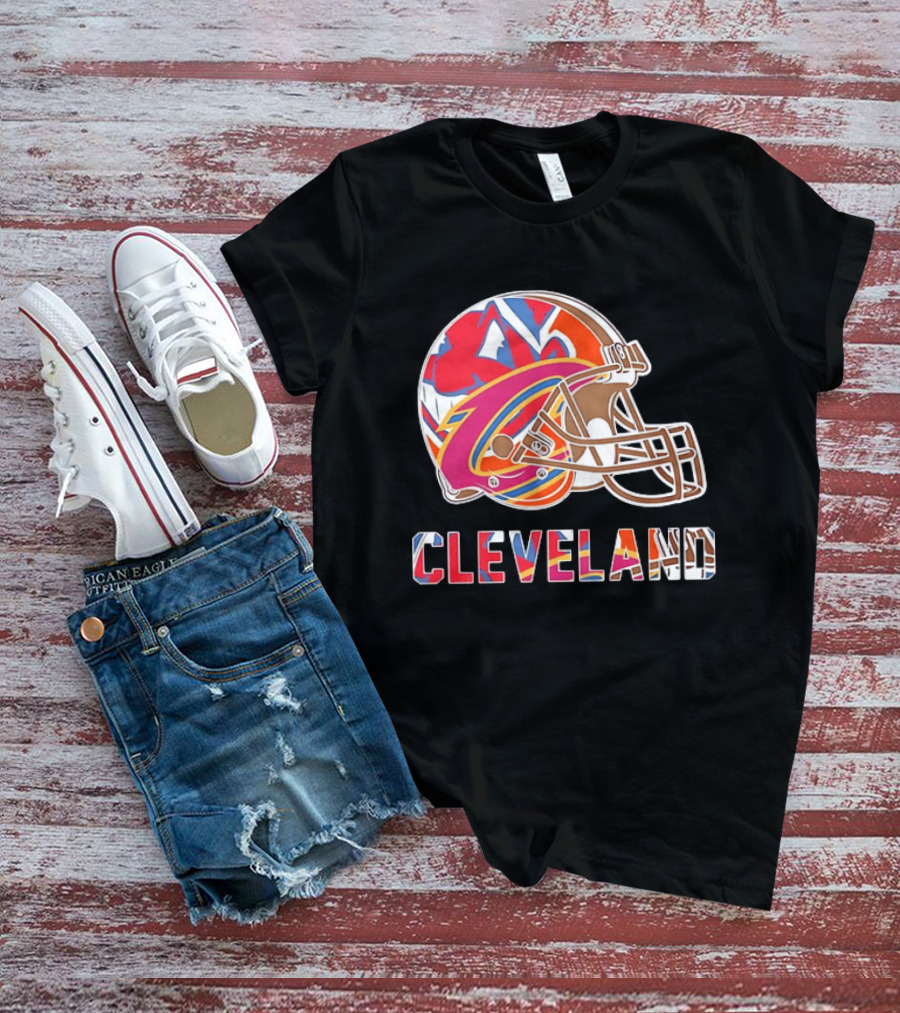 Cleveland Football Cavaliers Browns Guardians Helmet T-Shirt
