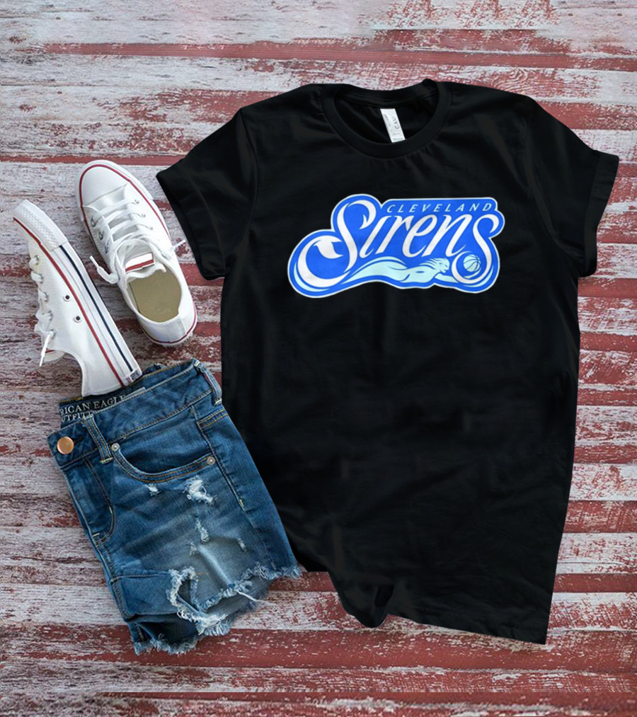 Cleveland Sirens Basketball Sports Team Oceanic Logo With Athlete And Ball T-Shirt