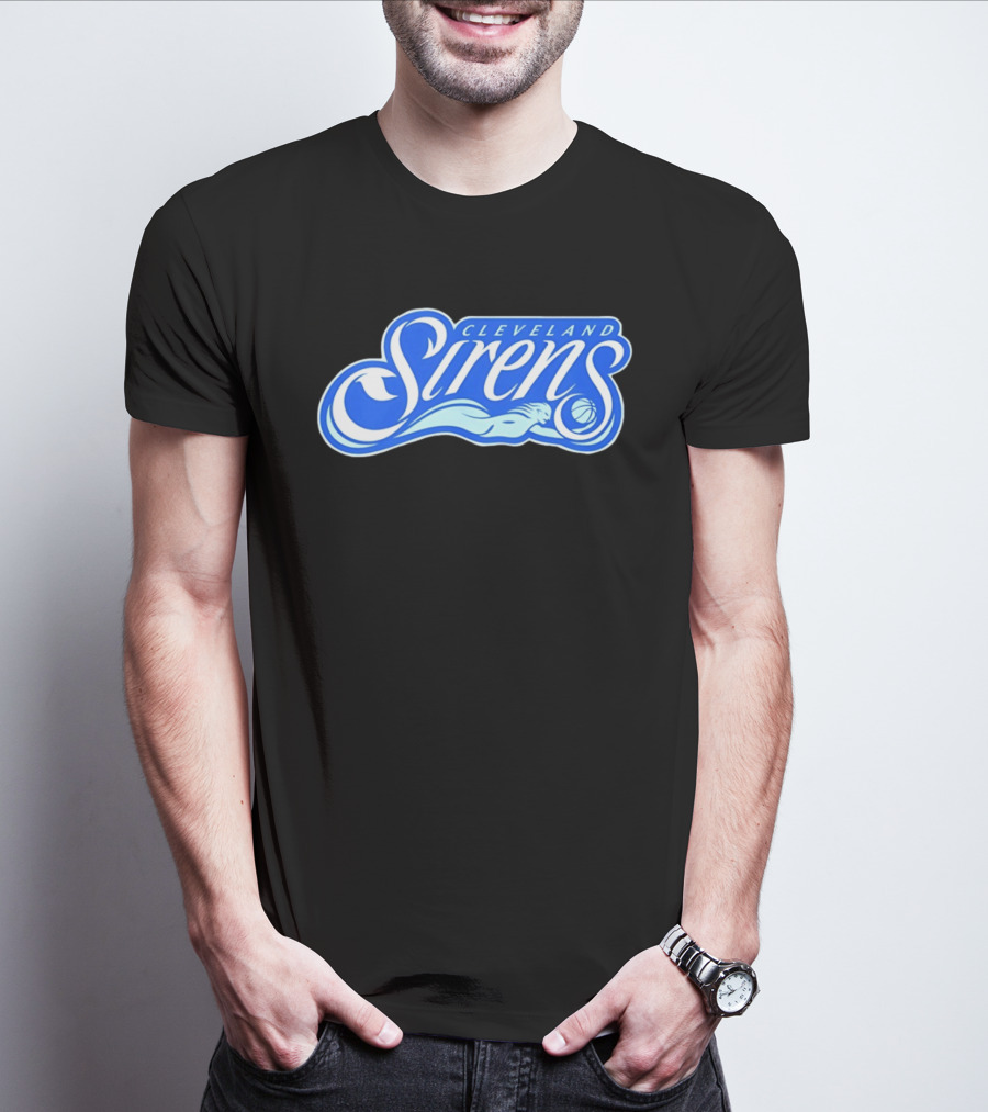 Cleveland Sirens Basketball Sports Team Oceanic Logo With Athlete And Ball T-Shirt
