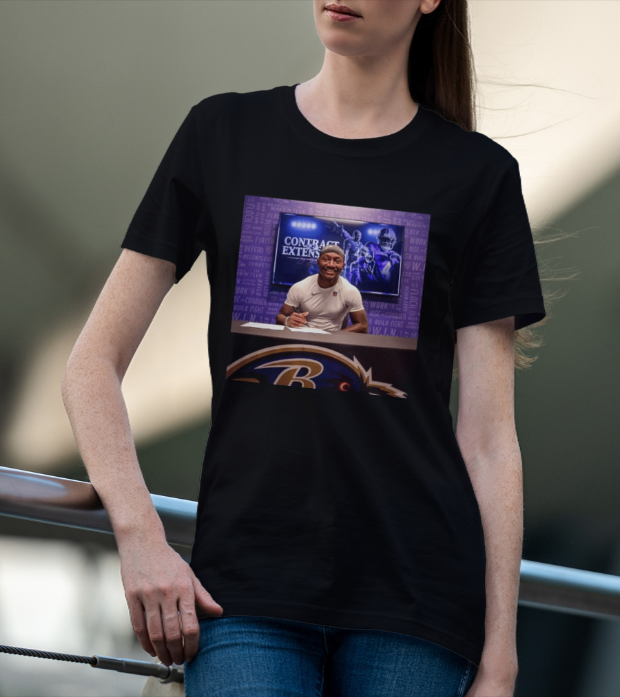 Zay Flowers Contract Extension Baltimore Ravens Football Player Signing NFL Deal T-Shirt