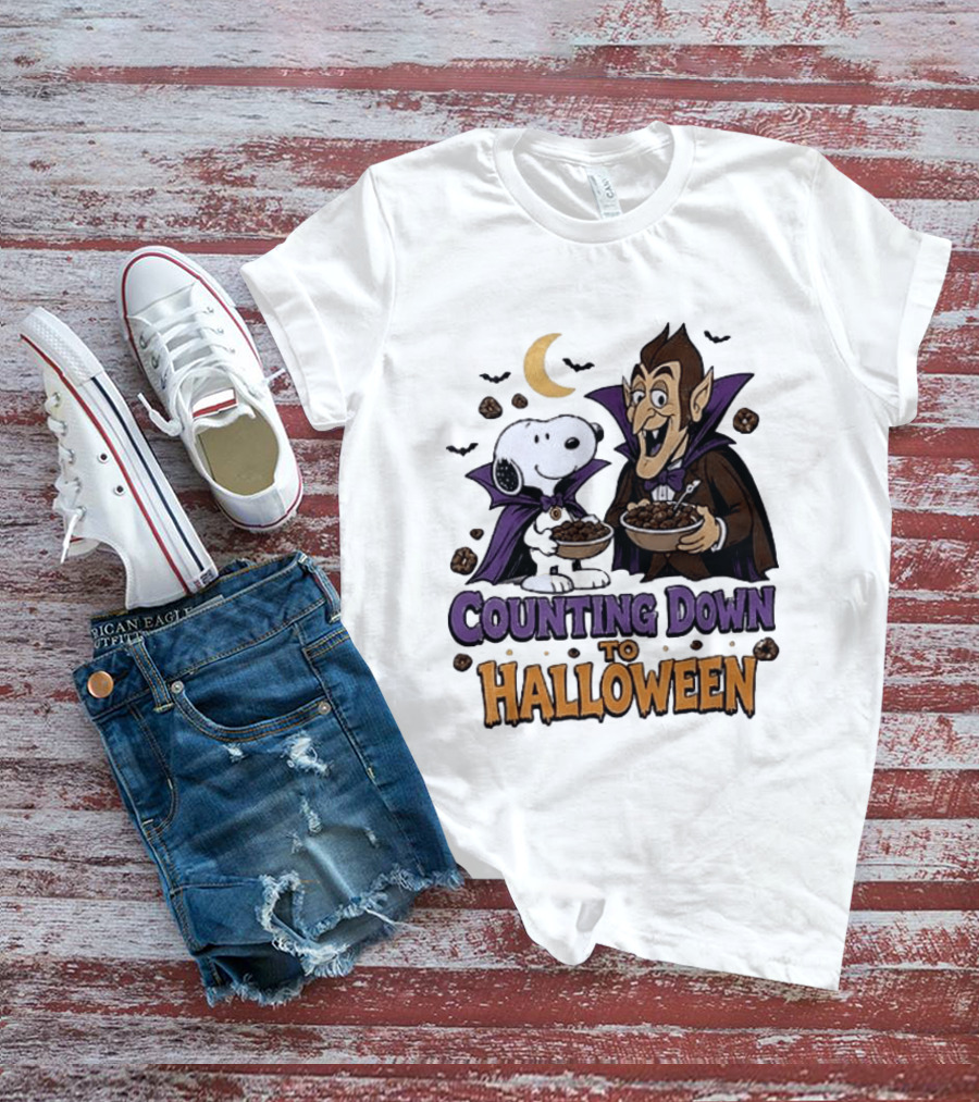 Peanuts Snoopy And Dracula Counting Down To Halloween T-Shirt