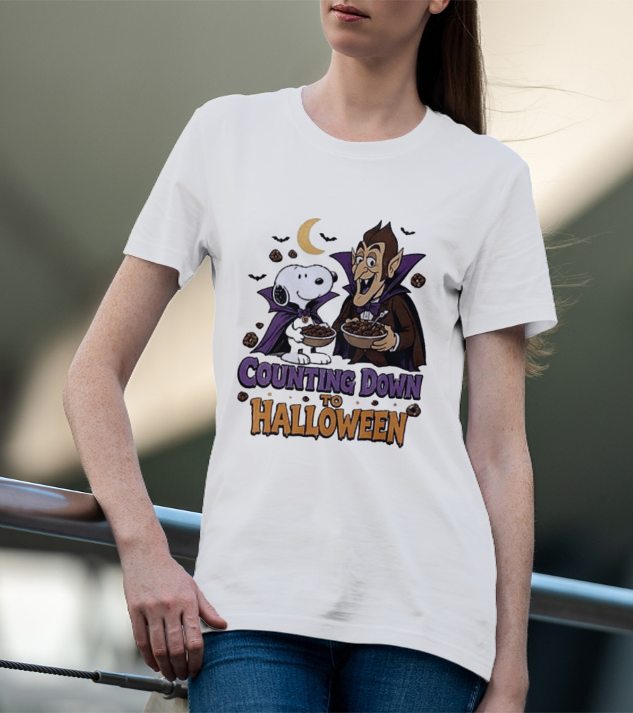 Peanuts Snoopy And Dracula Counting Down To Halloween T-Shirt