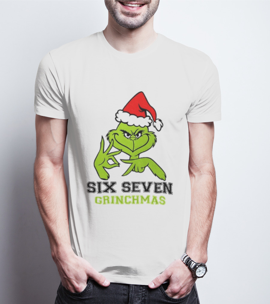 Grinch Santa Hat Six Seven Grinchmas Christmas 2025 Festive T-Shirt