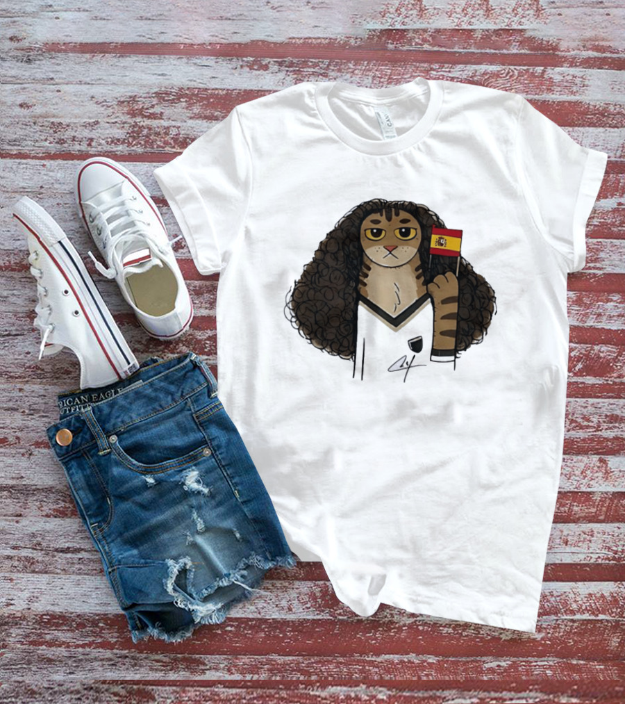Marc Cucurella Cat Holding Spain Flag FC Barcelona T-Shirt