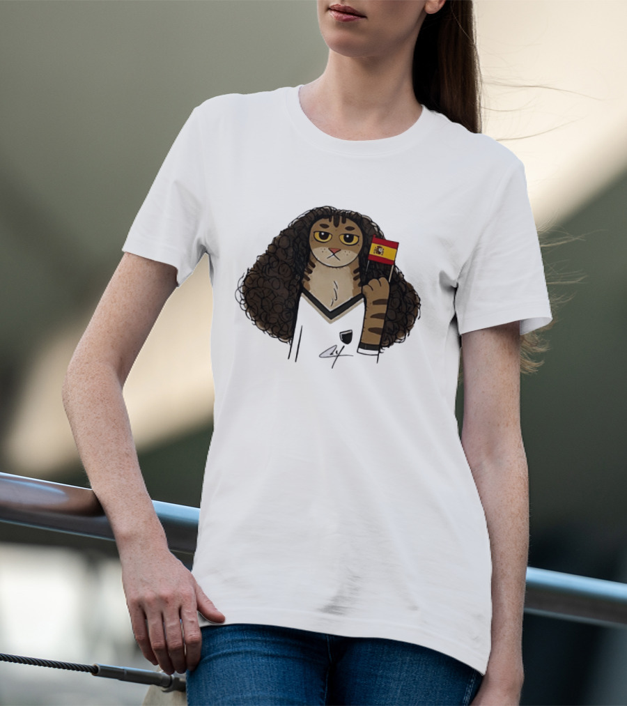 Marc Cucurella Cat Holding Spain Flag FC Barcelona T-Shirt