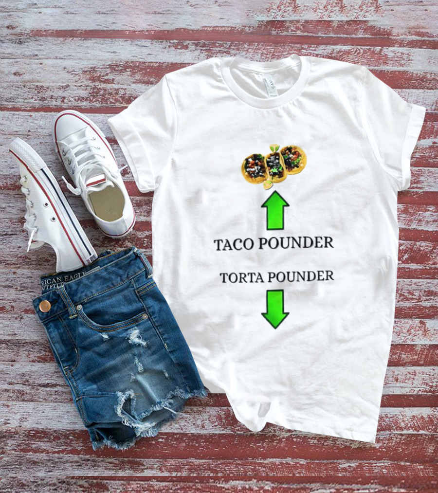 Taco Pounder Torta Pounder Trio Mexican Tacos Lime Green Arrows T-Shirt